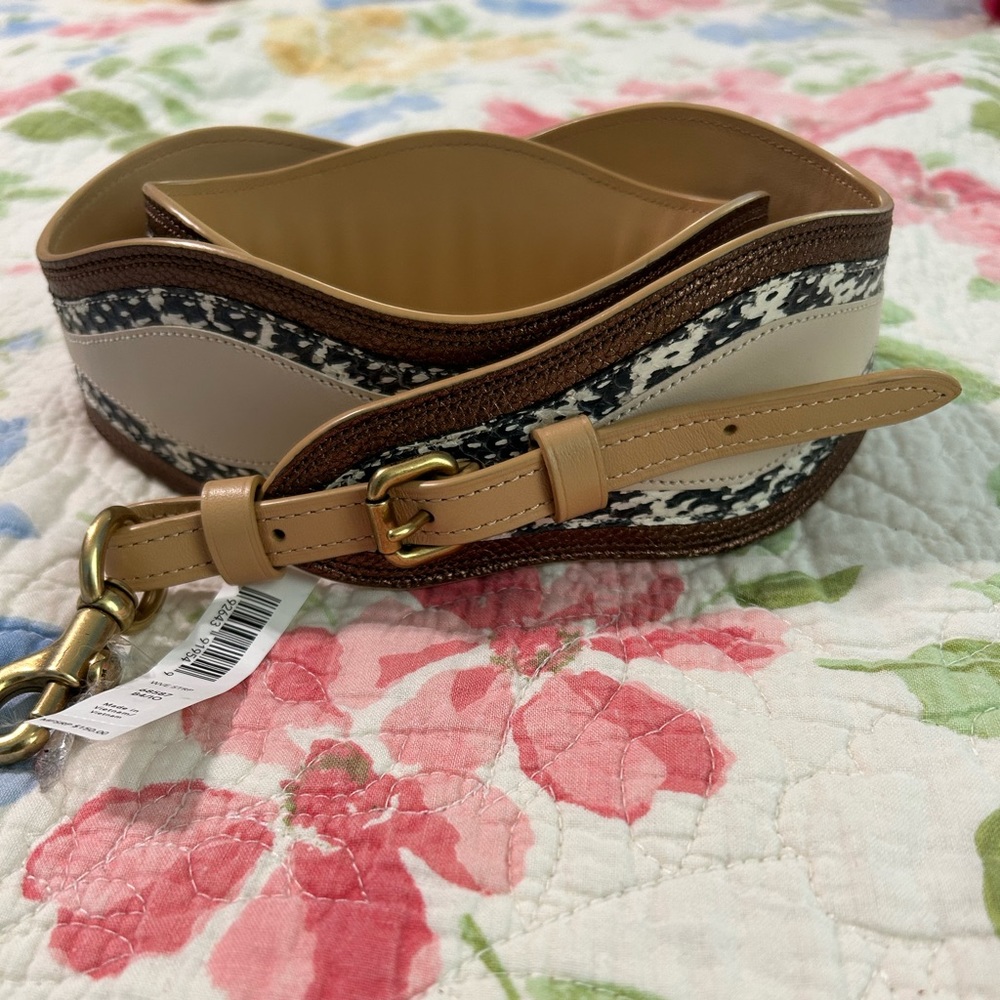 Coach Leather Strap with Wave and Patchwork Detail